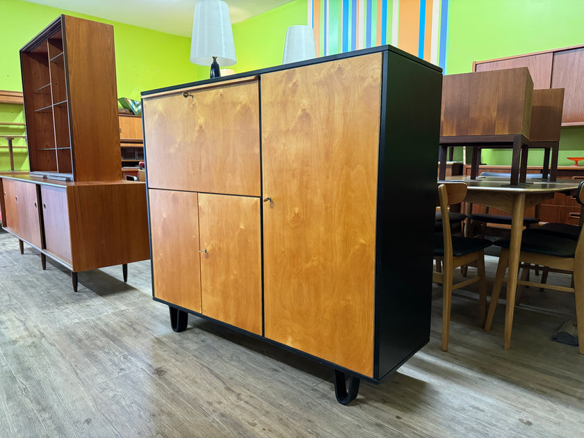 Mid Century Black and Maple Secretary Desk from the Netherlands