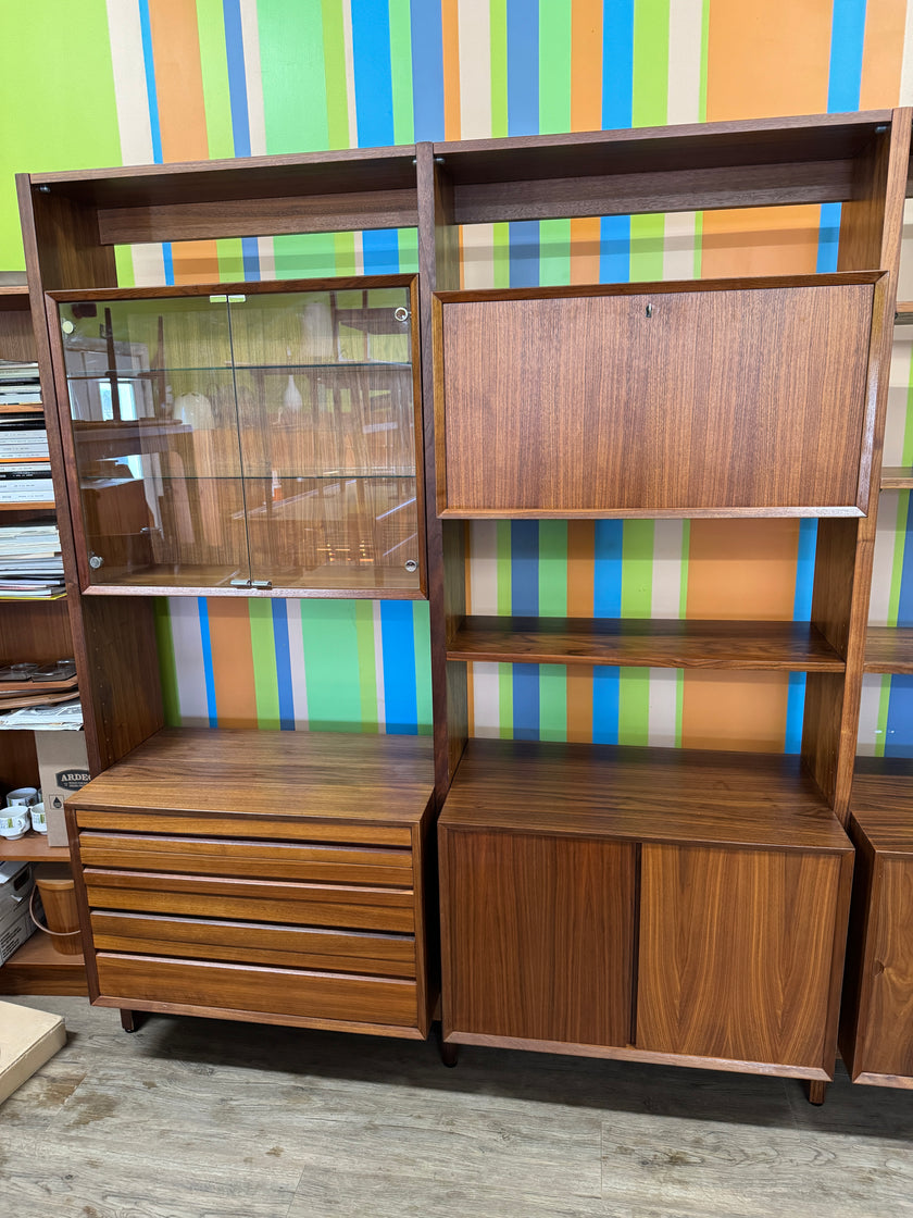 Mid Century Walnut Cado Freestanding Wall Unit