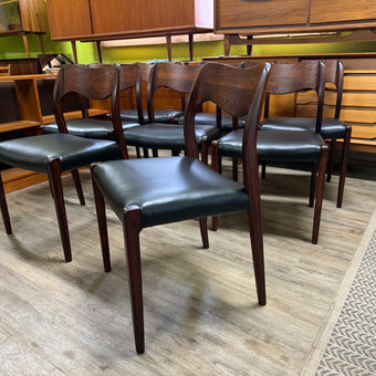 4 Mid Century Brazilian Rosewod Dining Chairs from Denmark