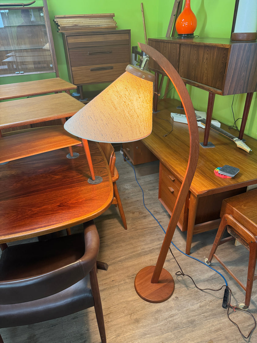 Mid Century Teak Arc Lamp