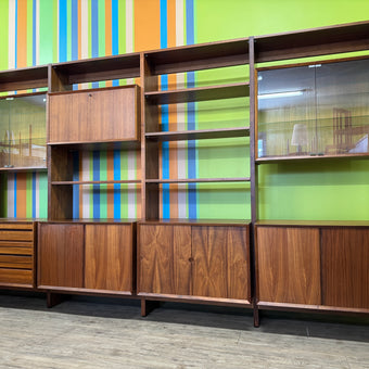 Mid Century Walnut Cado Freestanding Wall Unit