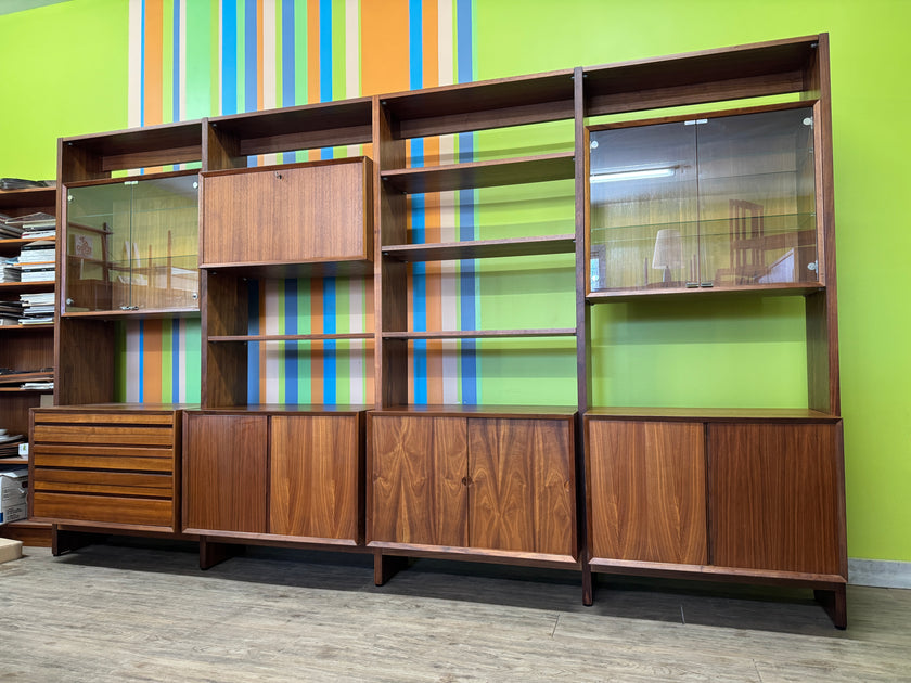 Mid Century Walnut Cado Freestanding Wall Unit