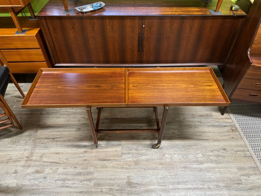 Mid Century Brazilian Rosewood Bar / Tea Cart from Denmark