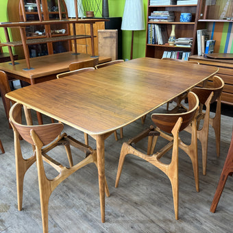 Mid Century Walnut and Ash Dining Table