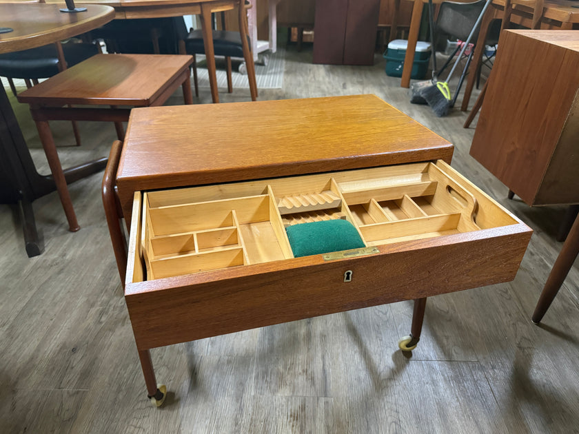 Mid Century Teak Sewing Cart from Denmark