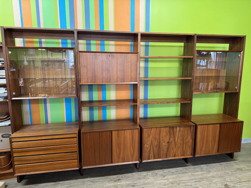 Mid Century Walnut Cado Freestanding Wall Unit