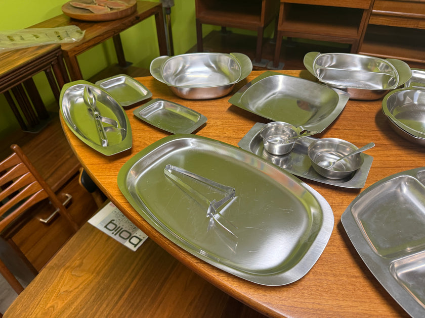 Mid Century Scandinavian Stainless Steel Serving Dishes