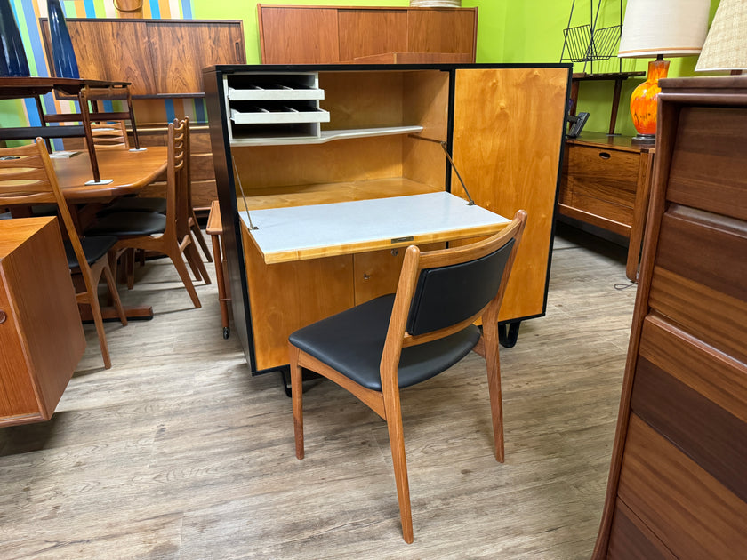 Mid Century Black and Maple Secretary Desk from the Netherlands