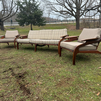 Mid Century Walnut Sofa and 2 Chairs by Adrian Pearsall