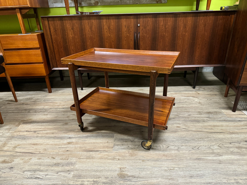 Mid Century Brazilian Rosewood Bar / Tea Cart from Denmark