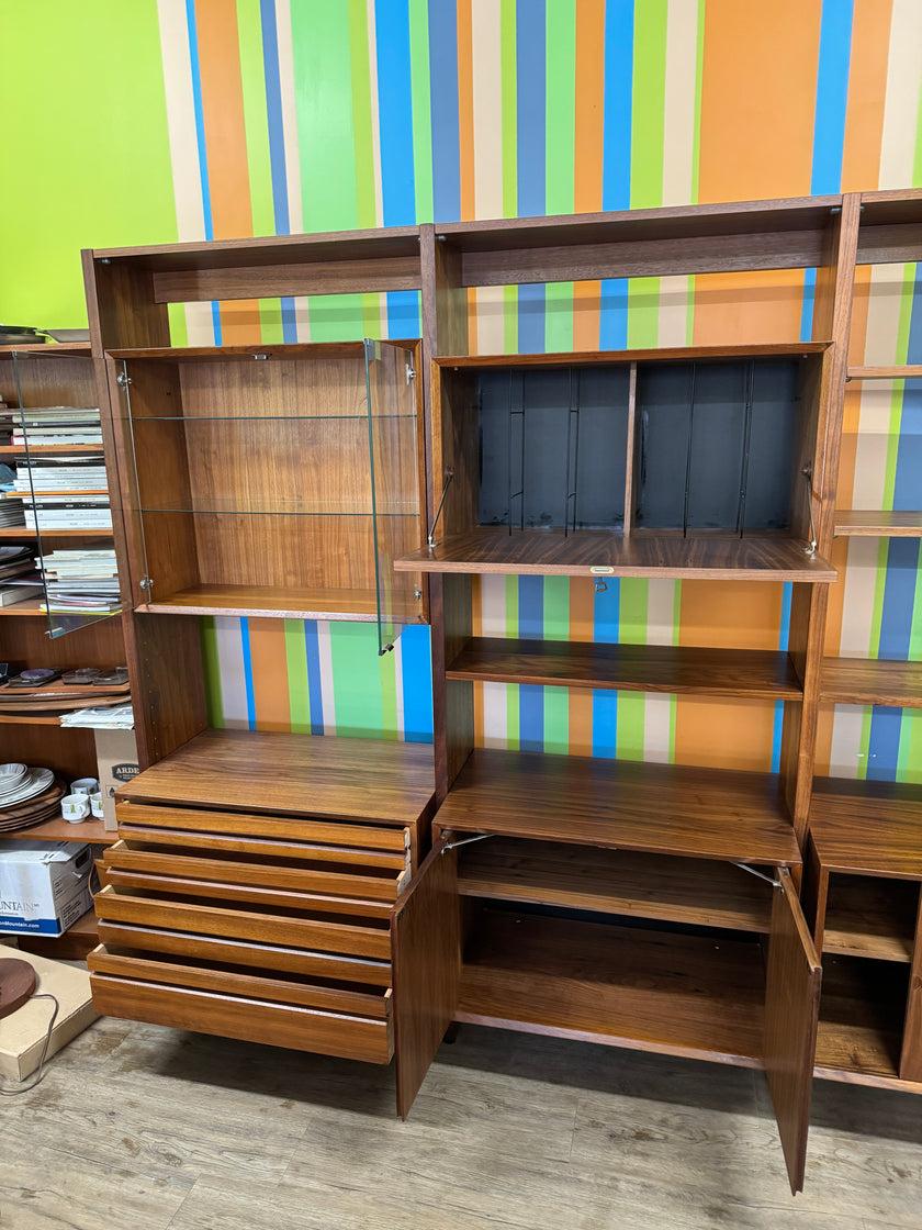 Mid Century Walnut Cado Freestanding Wall Unit