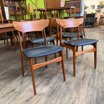 4 Mid Century Teak Dining Chairs from Denmark