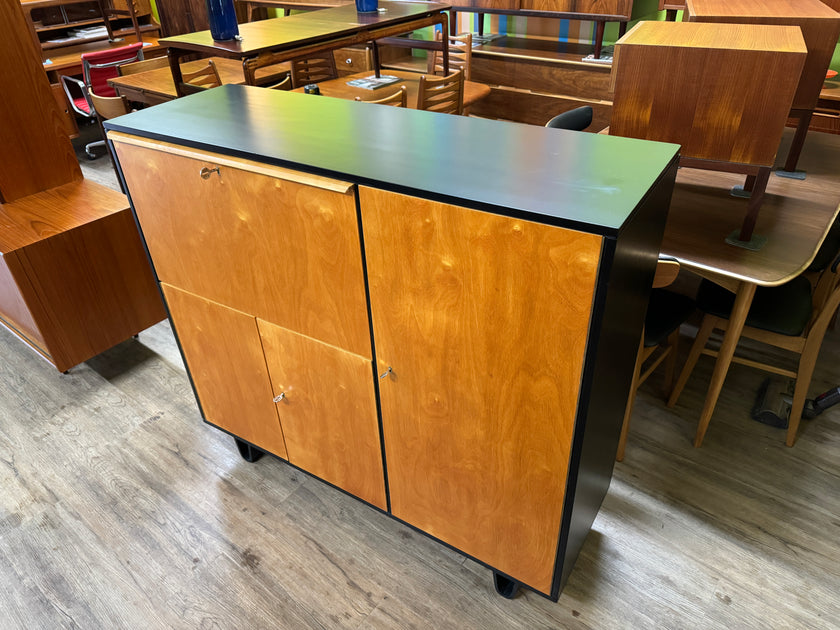 Mid Century Black and Maple Secretary Desk from the Netherlands