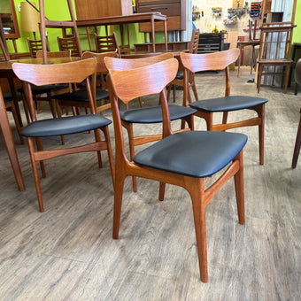 4 Mid Century Teak Dining Chairs from Denmark