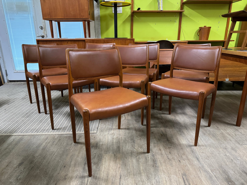 8 Mid Century Teak Dining Chairs from Denmark