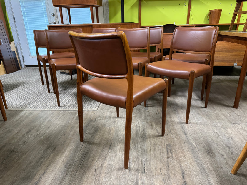 8 Mid Century Teak Dining Chairs from Denmark