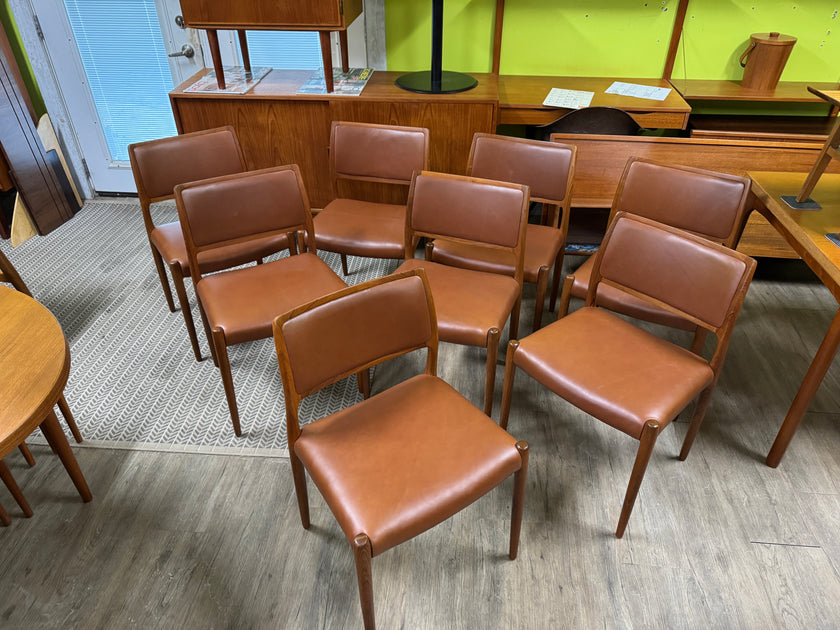 8 Mid Century Teak Dining Chairs from Denmark